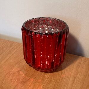 Elegant Red Glass Pen Holder/Candle Holder